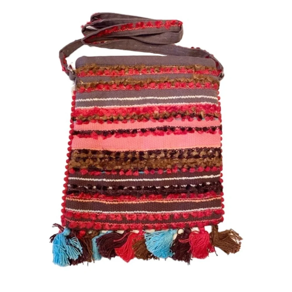 NWT. Zara Girls Cotton Multicolored Boho Bag.